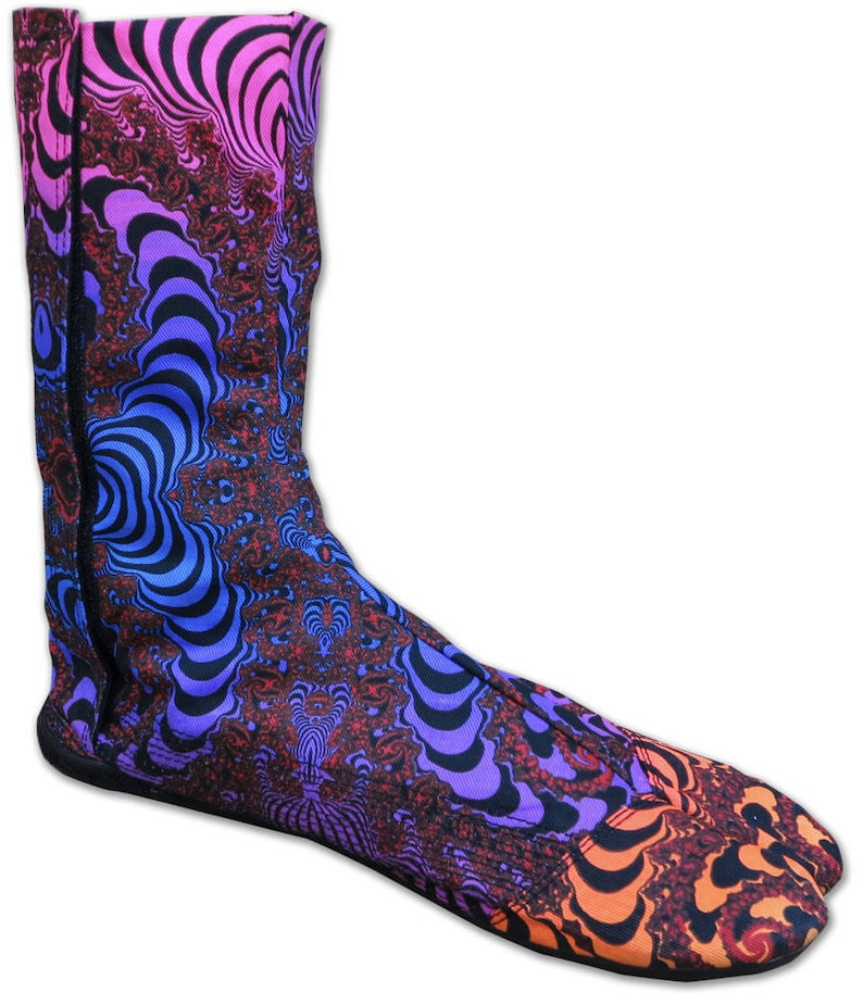 Tabi boots, Ninja boots Rainbow Fractal, Comfortable colorful ninja shoes. Vegan boots with flat sole. Japanese shoe, barefoot shoes image 4