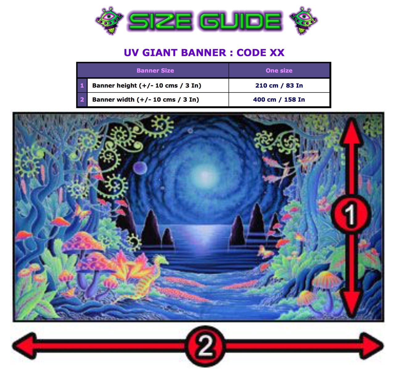 Psychedelic 'space Pyramids' Tapestry. UV Reactive, Hand Painted