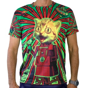 Psychedelic T shirt &#39;Amazing Tales&#39;. UV active, Trippy T shirt by Mad Tribe, Festival t shirt, Psy Trance, Rave wear, Psychedelic clothing