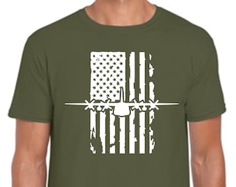 C-130 Hercules Airplane Distressed Flag T-Shirt