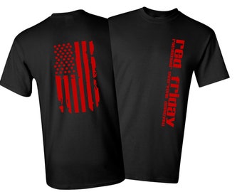RED Friday Remember Everyone Deployed R.E.D. Two Sided Short Sleeve Shirt Support our Troops Military Flag