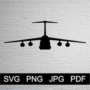 Vecteur C-5 Galaxy avion - SVG Png Jpg Pdf Studio, Studio3, Silhouette Cameo, Cricut, téléchargement immédiat