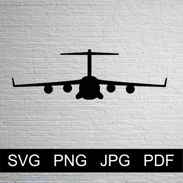 Vector C-17 Airplane - SVG Png Jpg Pdf Studio, Studio3, Silhouette Cameo, Cricut, Instant Download