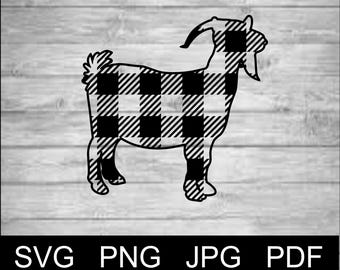 Vector Goat buffalo plaid Silhouette Design - SVG Png Jpg Pdf Studio, Studio3, Silhouette Cameo, Cricut, Instant Download