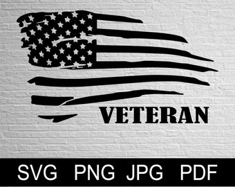 Rustic Veteran Flag Vector: Waving American Flag (Digital Download)