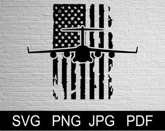 Vector Flag C-17 Airplane - SVG Png Jpg Pdf Studio, Studio3, Silhouette Cameo, Cricut, Instant Download C17