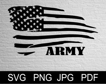 Vector Army Rustic Waving Flag  - SVG, Png Jpg Pdf Studio, Studio3, Silhouette Cameo, Cricut, Instant Download.