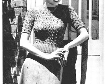Vintage 50s knitiing top | Knitting blouse pattern | 50-s short sleeve knitting top