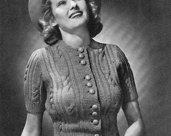 Vintage 50s knitiing top | Knitting blouse pattern | 50-s short sleeve knitting top