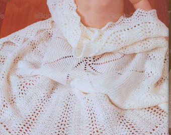 Modèle de châle à tricoter pour bébé | modèle de tricot vintage | Châle tricot bébé pdf | Couverture en tricot pour bébé | châle tricot nouveau-né