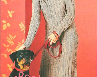 Knitting allover cabled dress with tunnel neck pattern | One size Small/Medium | Knitting dress pattern | Knit cable vintage dress