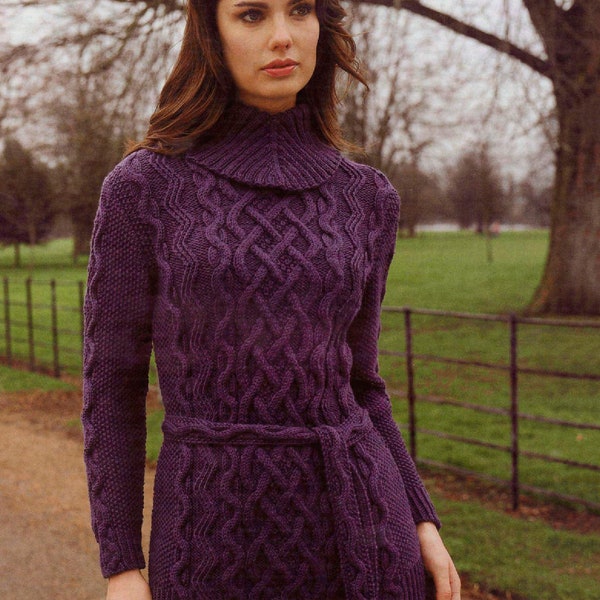 Knitting cable sweater pattern | Cabled knitting tunic pdf | Cabled sweater with turtleneck | Pdf file | Knit cable pattern