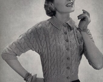 Vintage 50s knitiing cardigan | Knitting vintage pattern | 50-s knitting cardigan | how to knit vintage pullower | Pdf file