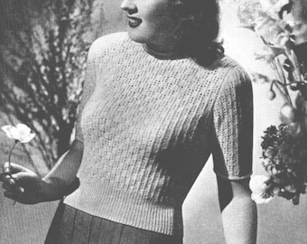 Vintage 50s knitiing top | Knitting blouse pattern | 50-s short sleeve knitting top