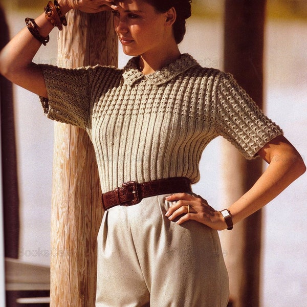 Knit short sleeved top | Pdf file | Vintage pattern | Knit summer top | Vintage short sleeved top | Instant download
