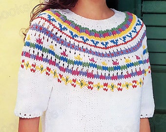 Raglan-sleeved knit pullover | Pdf file | Vintage pattern | Knit pullover | Summer knit raglan pullover
