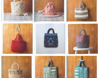 Crochet bags pdf Japonese ebook Crochet bag pattern Japonese crochet ebook Crocheted bags pdf Bags ornament Cute bags Aran amikomi bag