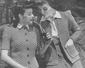 Vintage 50s knitiing top | Knitting blouse pattern | 50-s short sleeve knitting top