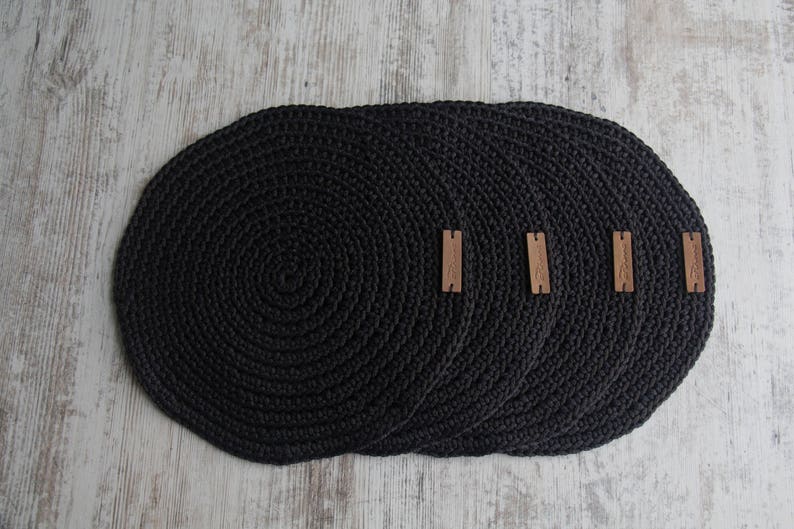 Dark Grey Crochet Table Mats Round Table Mats Set of Etsy UK