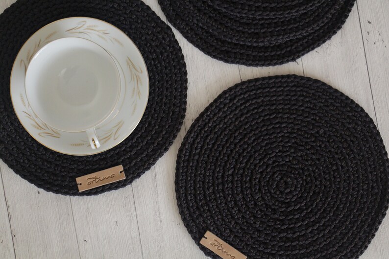 Gray Round Placemats Set of 6 Crochet Placemats Table Etsy
