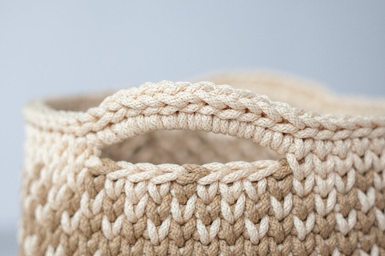 Große Runde häkeln Korb Korb mit Griffen Spielzeugtasche | Etsy