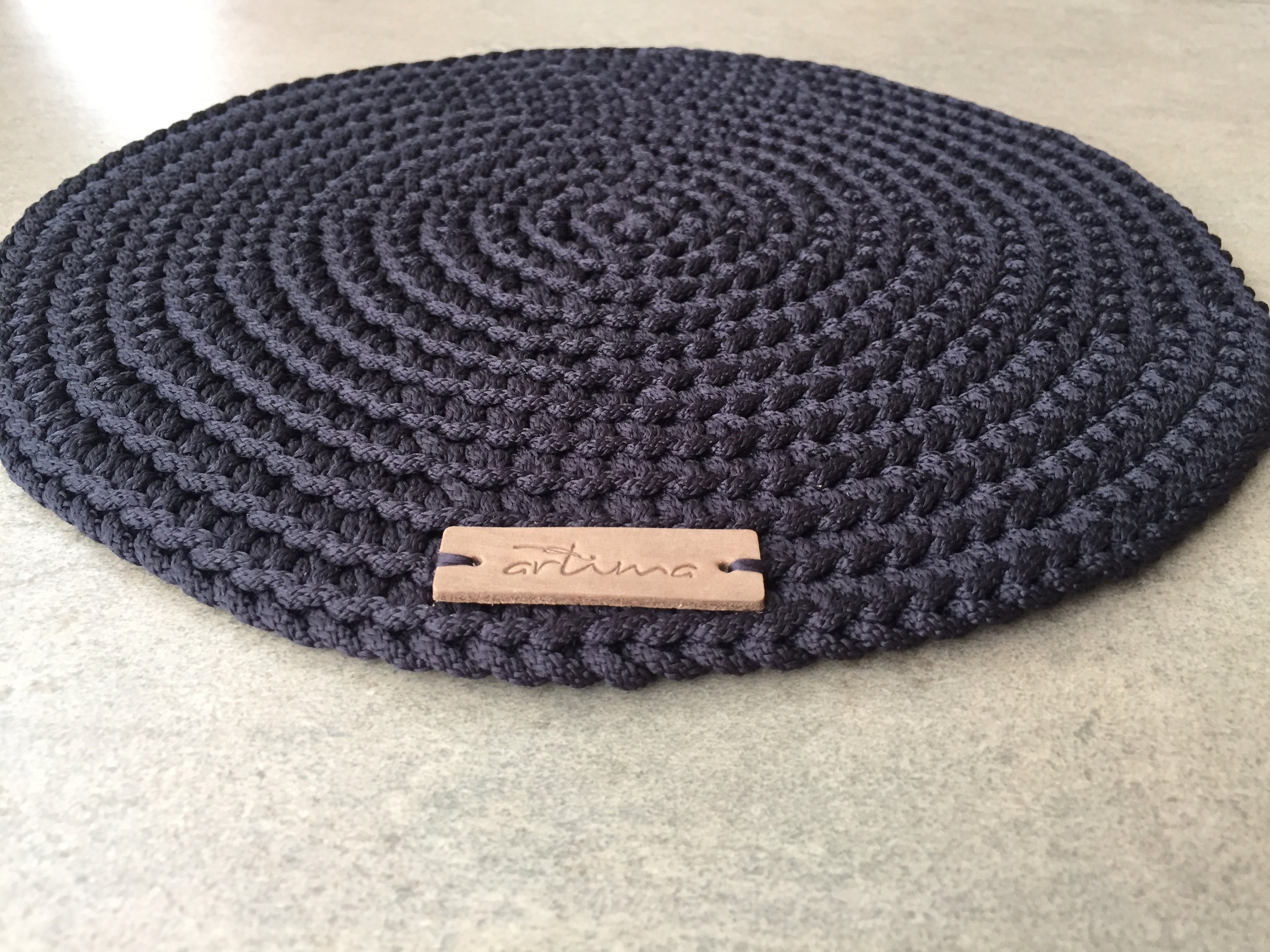 Dark Gray Round Placemats Set of 2 Crochet Placemats Table Etsy
