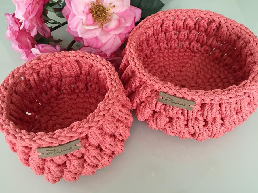 Handmade crochet baskets/Set of 2 crochet baskets/Home Etsy