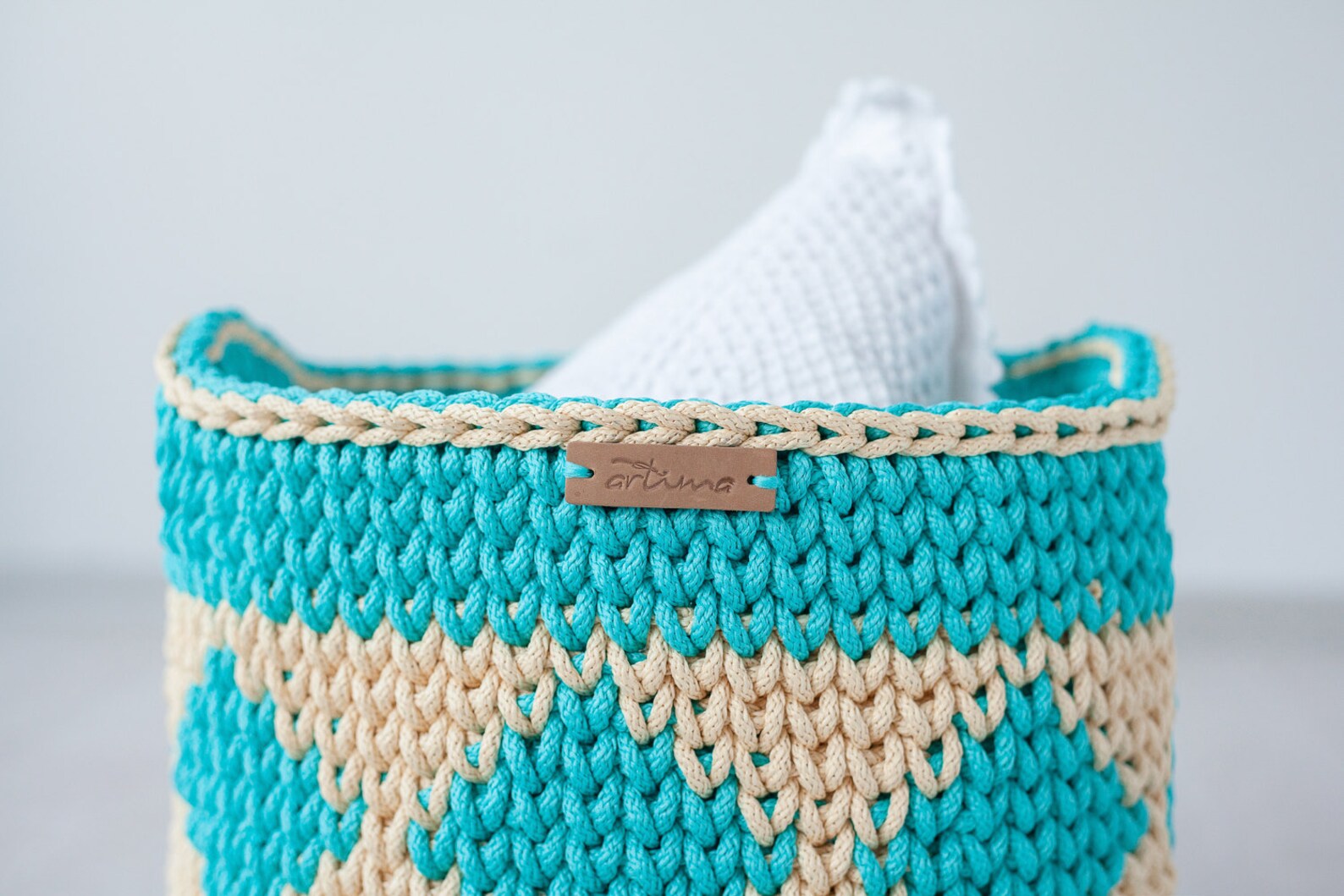 Big basket with handles/Sky blue basket/Large crochet Etsy