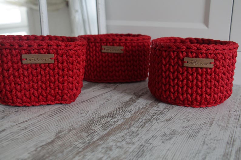 Rote kleine Dreieck Korb/häkeln | Etsy