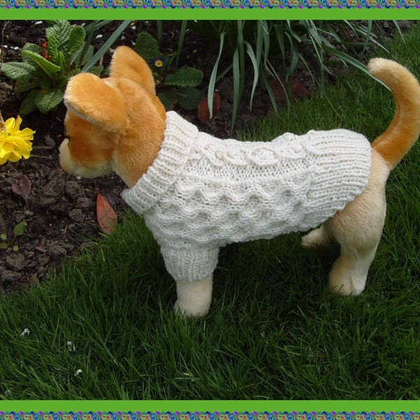 Dogs Aran Sweater Pattern  size 8 -20 inch