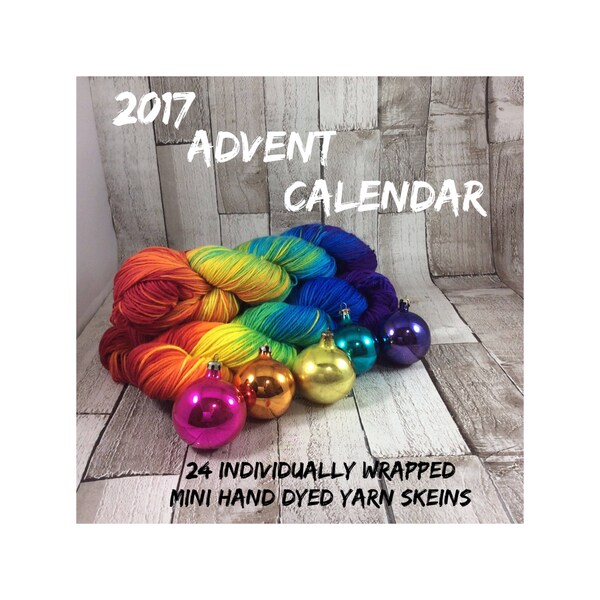 Hand dyed yarn advent calendar mini skeins READY TO POST Choice of yarn bases/ knitting/ crochet/ Christmas