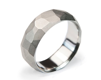 Titanium Facet ring | Titanium ring, facet ring,  wedding band, jewelry ring, wedding ring, hand made ring.