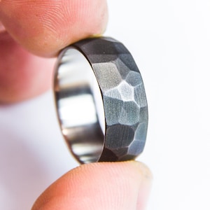 Titanium ring | Titanium facet ring, facet ring,  wedding band, jewelry ring, wedding ring, hand made ring, engagement ring.