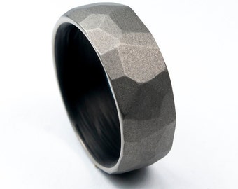 Titanium Crystal Ring  | Carbon Fiber ring, Titanium ring, Wedding ring, Engagement Ring, Mens ring, Modern Ring, Durable Ring