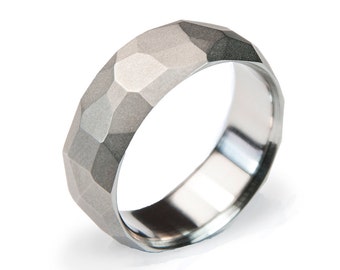 Titanium Facet ring | Titanium ring, Durable ring, Lightweight ring, Engagement Ring, Modern Ring, Wedding band, Men rings,