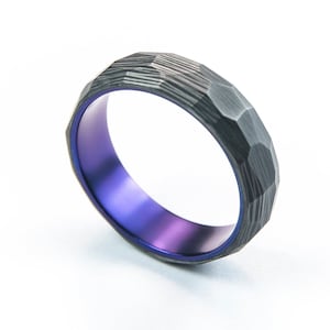 Purple Royalty Crystal Ring | Carbon fiber ring , Titanium ring, Wedding ring, Engagement Ring, Mens ring, Modern Ring, Facet ring