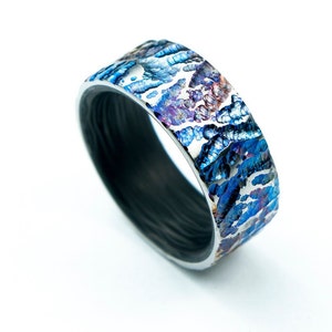 Meteor Ring  | Rainbow Ring, Carbon Fiber ring, Titanium ring, Wedding ring, Engagement Ring, Mens ring, Modern Ring, Colorful Ring