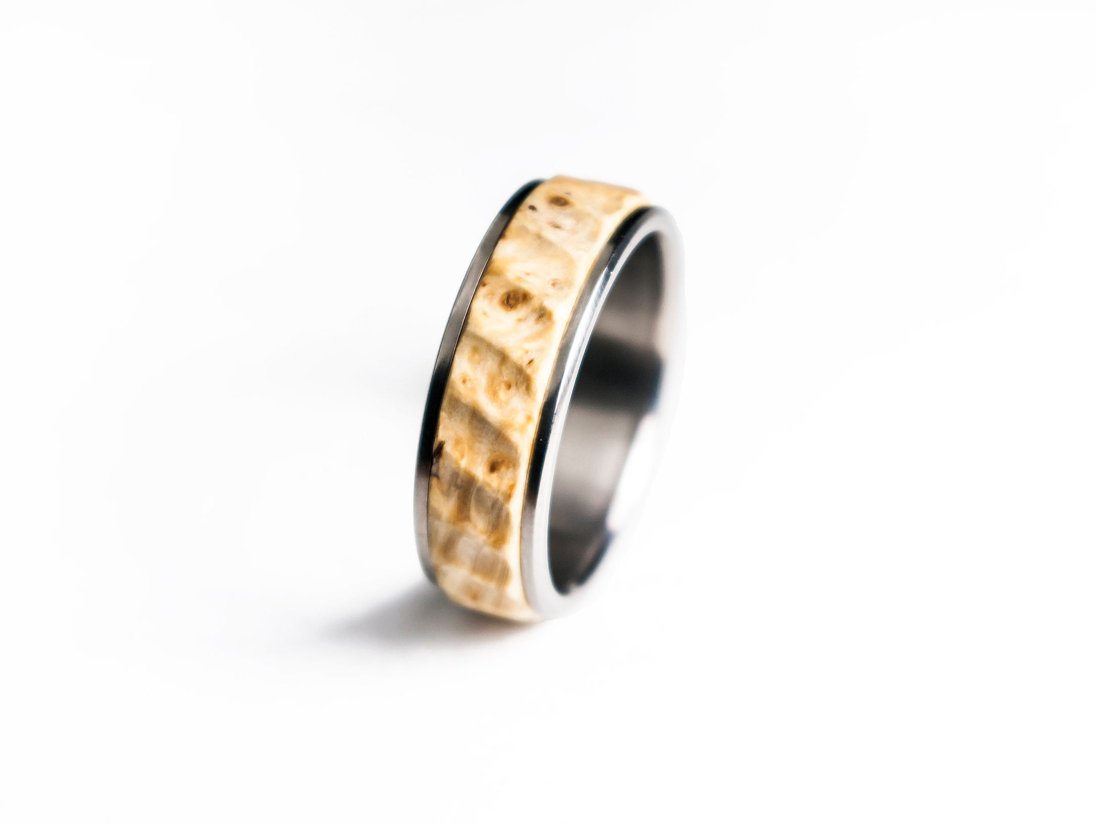 Titanium and Stabilized Wood Mens Ring Red Hypoallergenic Etsy