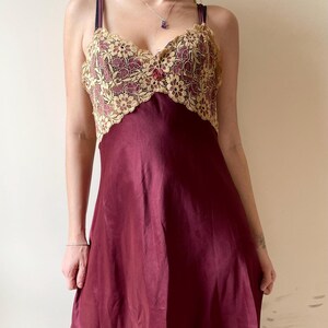 Vintage Long Burgundy Night Gown Dress