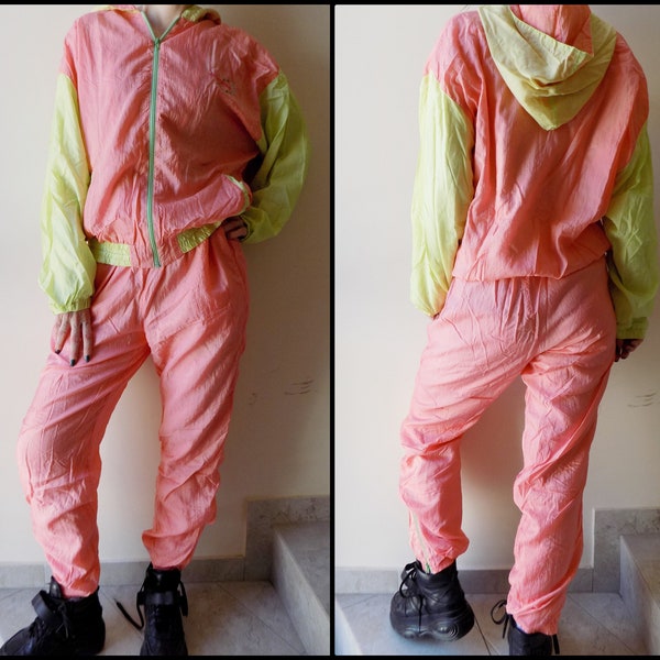 Vintage 90's Made in Yugoslavia 1 Maj Pirot Neon Windbreaker Set