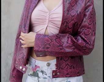 Vintage 90's Pink Snake Print Jacket - Etsy