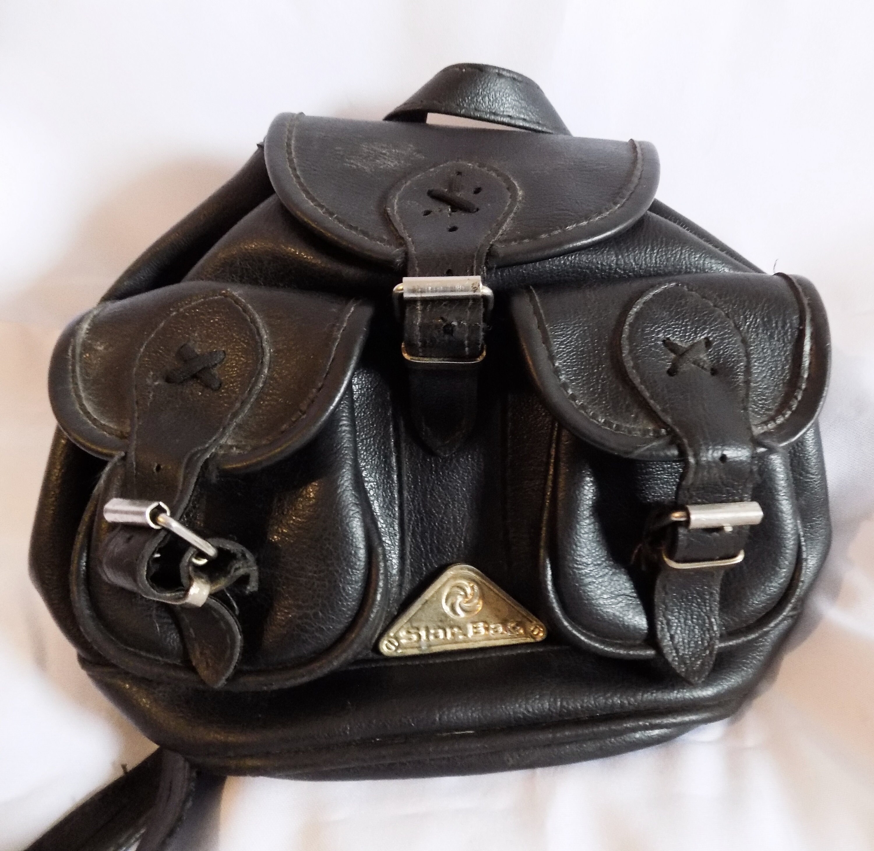 Vintage 90's Small Black Leather Backpack Etsy
