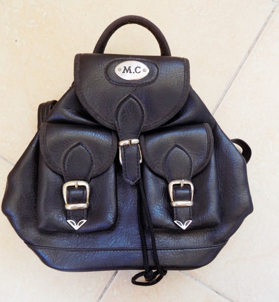 little black leather backpack