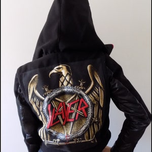 Unique Handmade Vegan Slayer Hoodie Rocker Jacket
