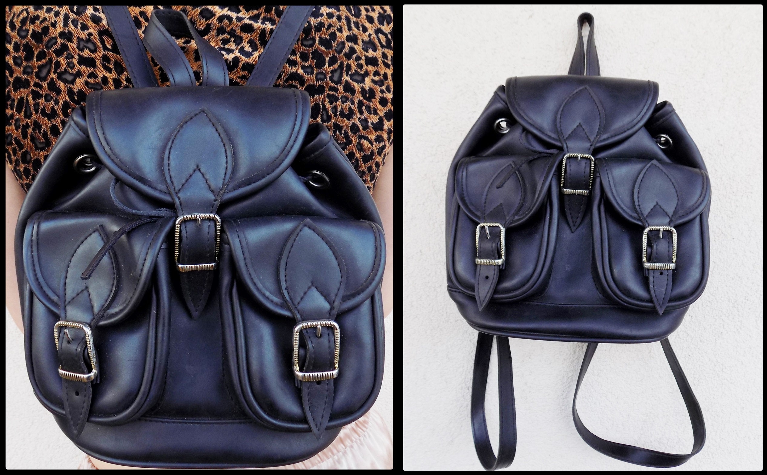 plain black small backpack