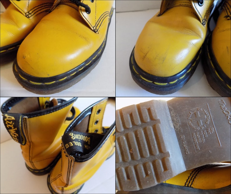 Vintage 90's Yellow Dr. Martens Rare Punk Boots EU 38 UK 5 image 8