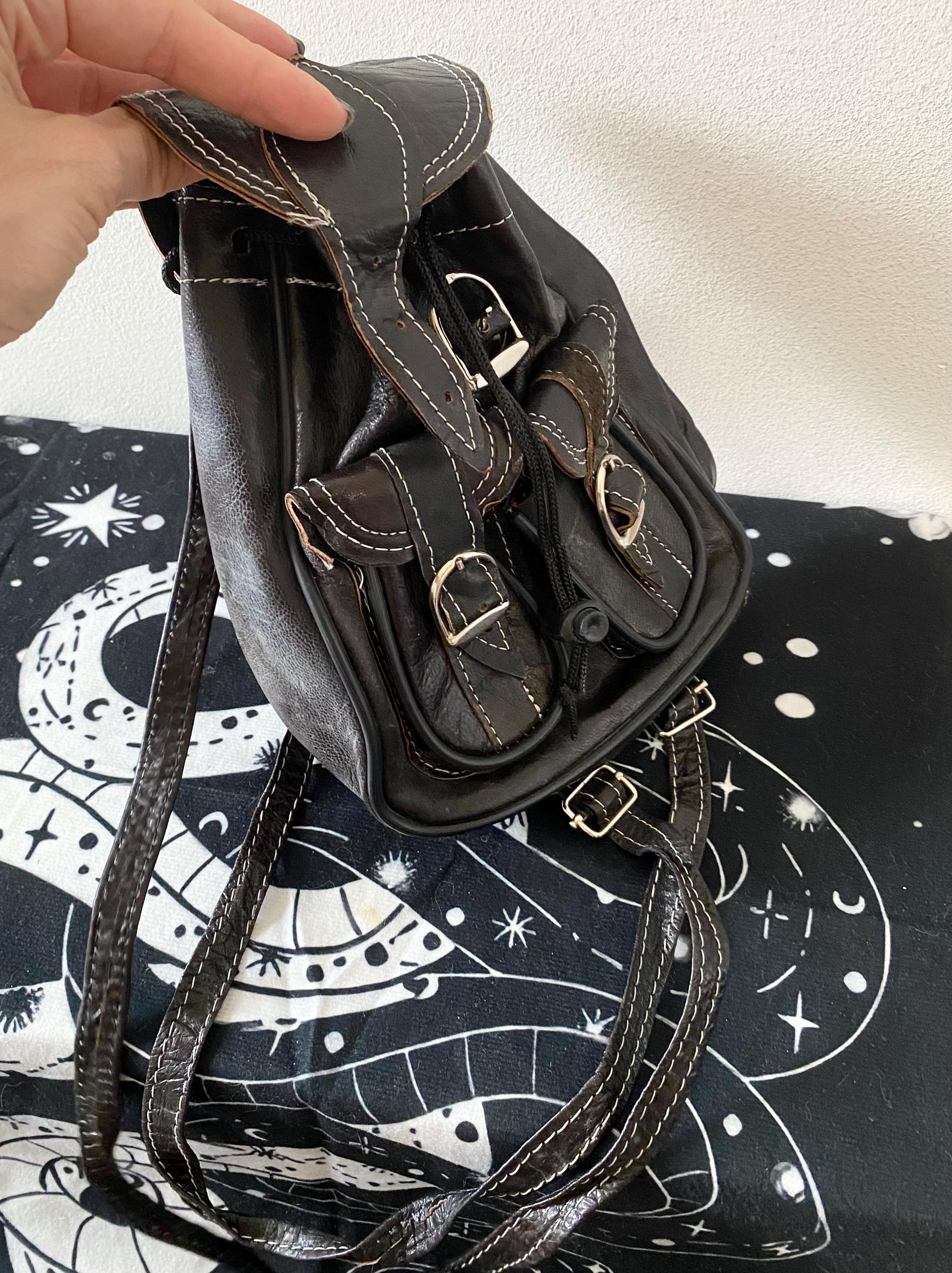 Vintage Y2K Small Leather Backpack - Etsy
