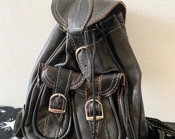 Vintage Y2K Small Leather Backpack - Etsy