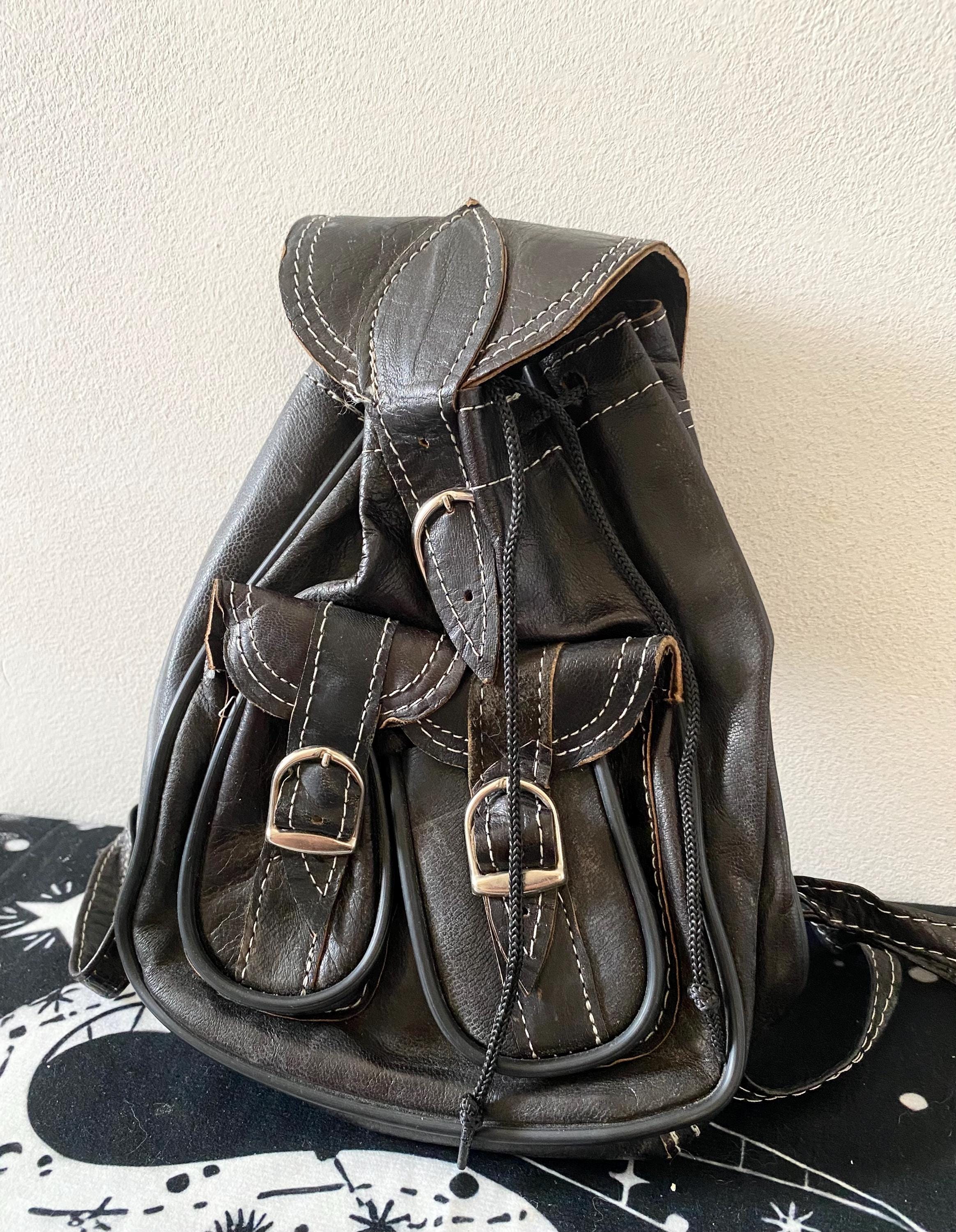 Vintage Y2K Small Leather Backpack - Etsy