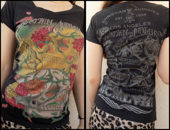 Y2K Christian Audigier Los Angeles T-shirt Ed Hardy Shirt - Etsy